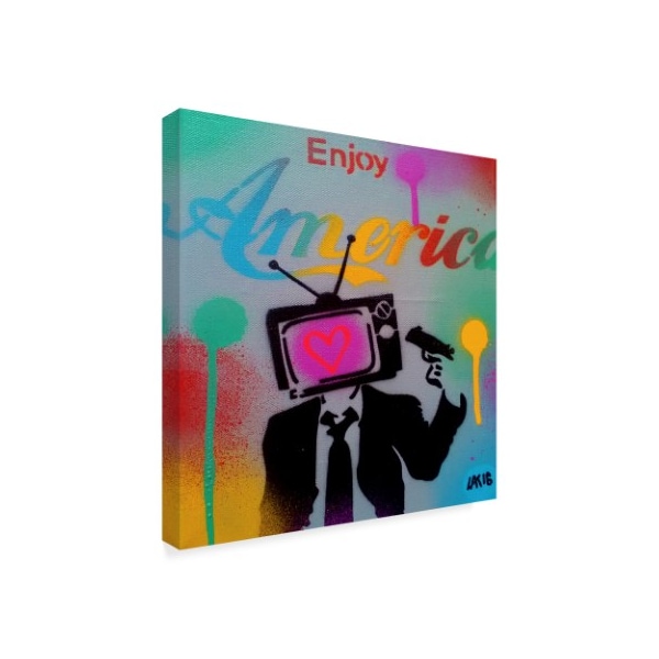 Abstract Graffiti 'Enjoy America' Canvas Art,14x14